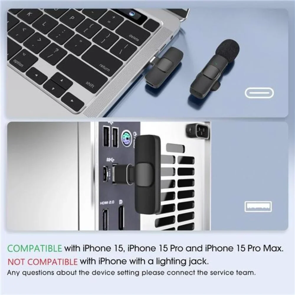 Mini Wireless Lavalier Microphones with an Extra USB Adapter